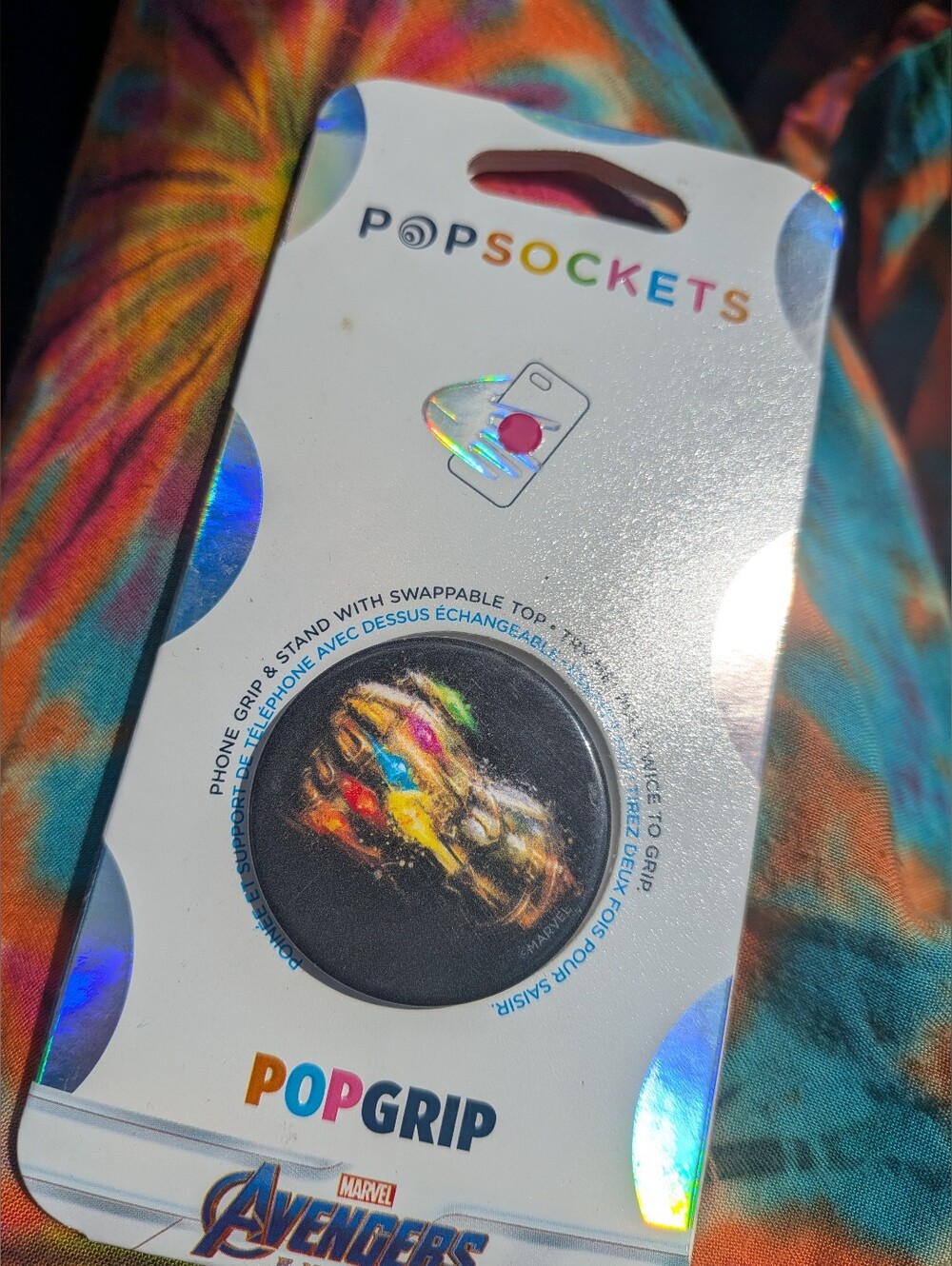PopSocket PopGrip Black Marvel Avengers Multi-Color Glove Design